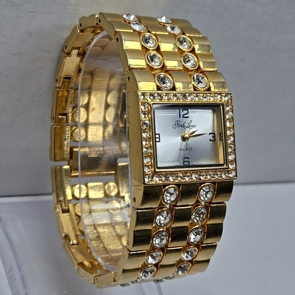 Womens Park Lane Gold Tone Watch Swarovski Crystal Bracelet New Battery Runs